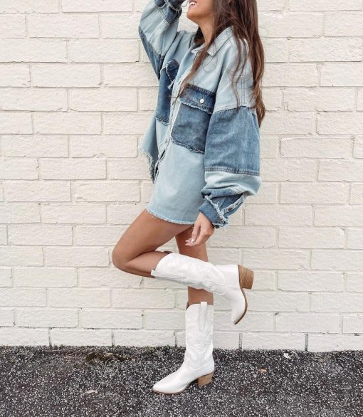 Denim Patch Shacket - Image 4