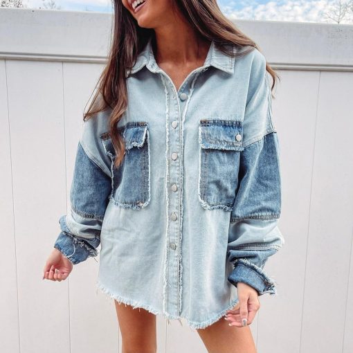 Denim Patch Shacket - Image 5