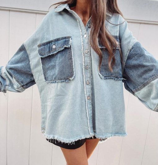 Denim Patch Shacket - Image 6