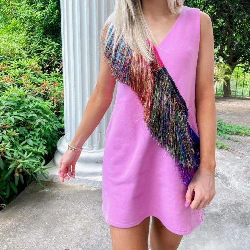 Diagonal Metallic Fringe Dress – Queen Of Sparkles - Image 5