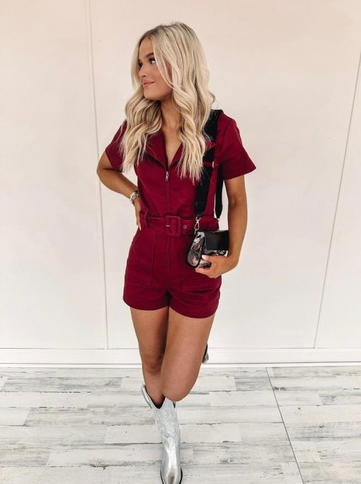 Gabby Romper – Burgundy