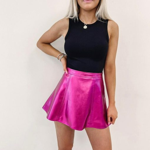 Hot Pink Metallic Skirt - Image 4
