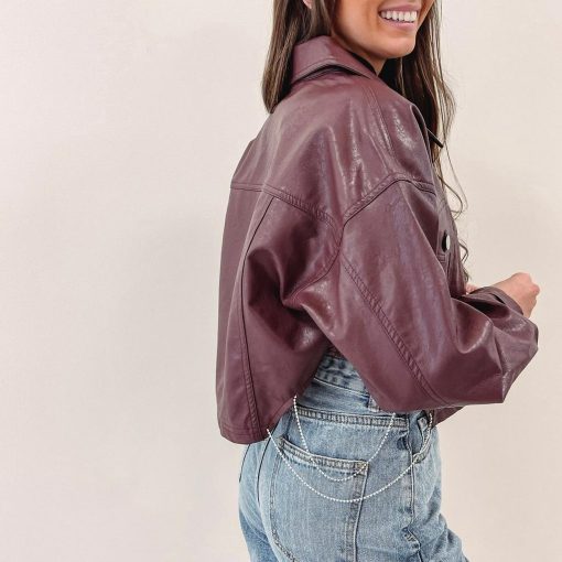 Kasey Rhinestone Leather Jacket - Image 4
