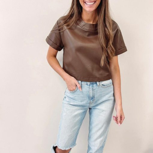 Katherine Faux Leather Top - Image 3