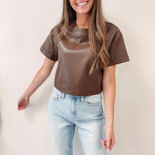 Katherine Faux Leather Top - Image 4