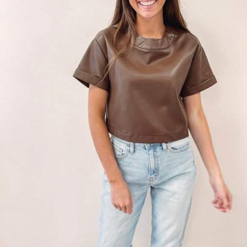 Katherine Faux Leather Top - Image 5
