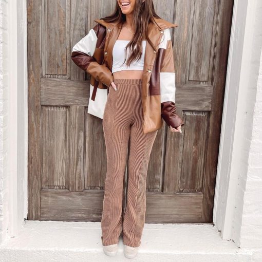 Knit Ribbed Flare Leggings - Image 5