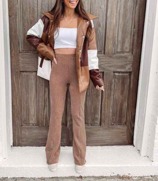 Knit Ribbed Flare Leggings - Image 6