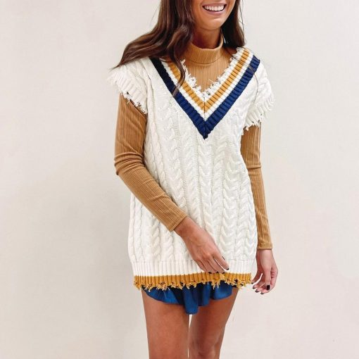Navy/Gold Sweater Vest - Image 4