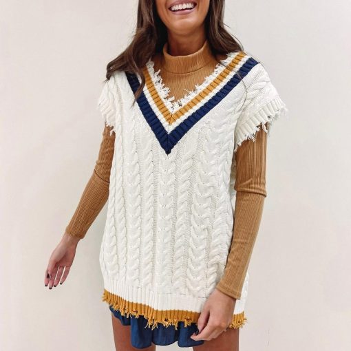 Navy/Gold Sweater Vest - Image 5