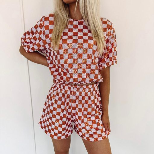 Orange Checkered Shorts - Image 3