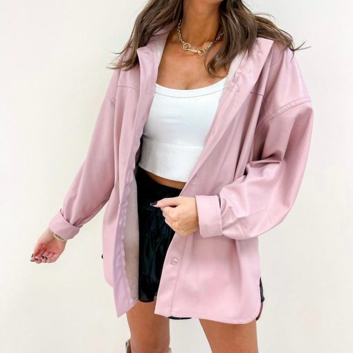 Pink Leather Shacket - Image 3