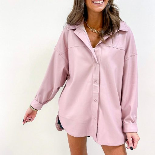Pink Leather Shacket - Image 4