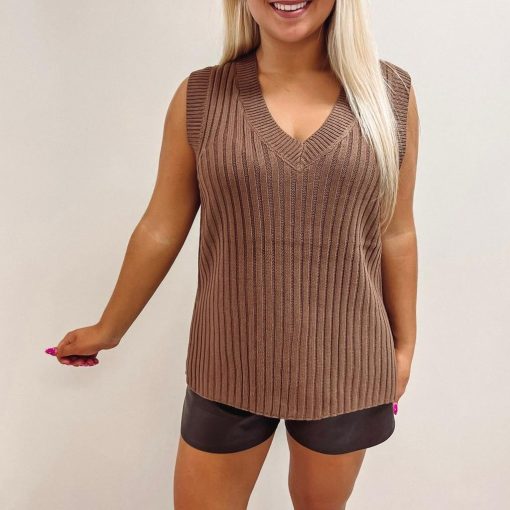Reagan Sweater Vest – Brown
