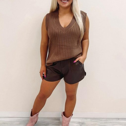 Reagan Sweater Vest – Brown - Image 3