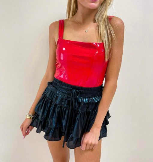Red Faux Leather Bodysuit - Image 3