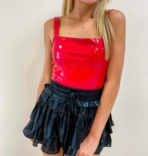 Red Faux Leather Bodysuit - Image 6