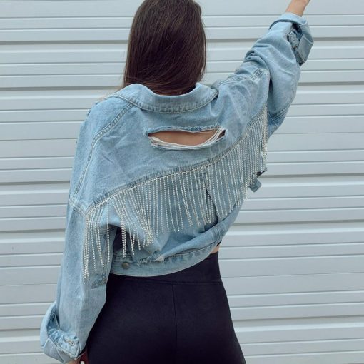 Rhinestone Denim Jacket - Image 5