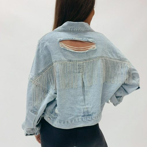 Rhinestone Denim Jacket - Image 6
