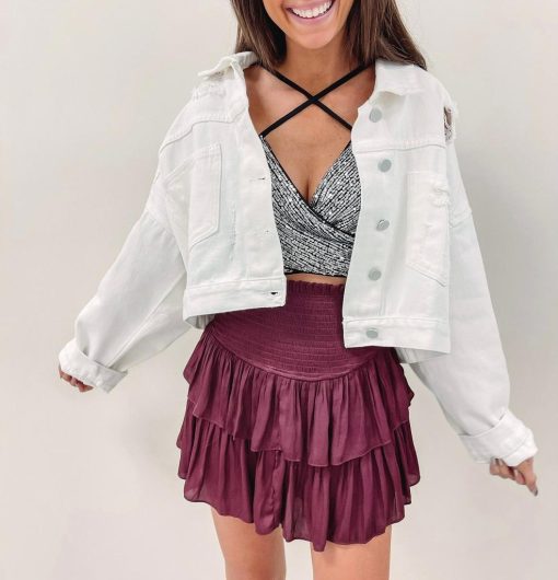 Rhinestone Denim Jacket – White