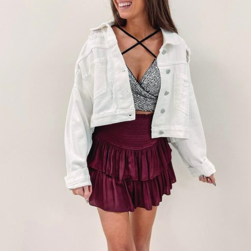 Rhinestone Denim Jacket – White - Image 5
