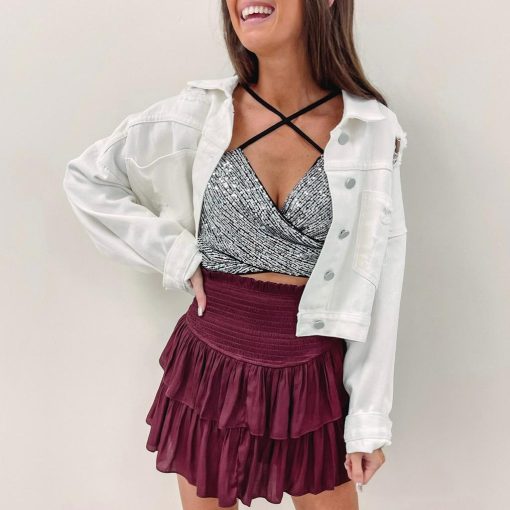 Rhinestone Denim Jacket – White - Image 6