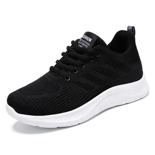 2025 Spring New White Bottom Black Surface Women's Shoes Mesh Breathable Sports Shoes Middle-Aged Women Mom Shoes Ladies Sneakers