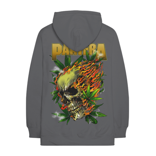 Cannabis Skull Charcoal Hoodie - Image 3